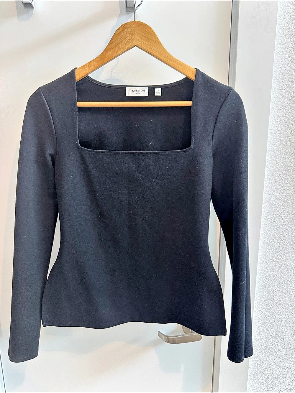 Babaton square-neck long sleeve top Black Size Small